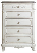 Homelegance Cinderella 5 Drawer Chest in Antique White with Grey Rub-Through 1386NW-9
