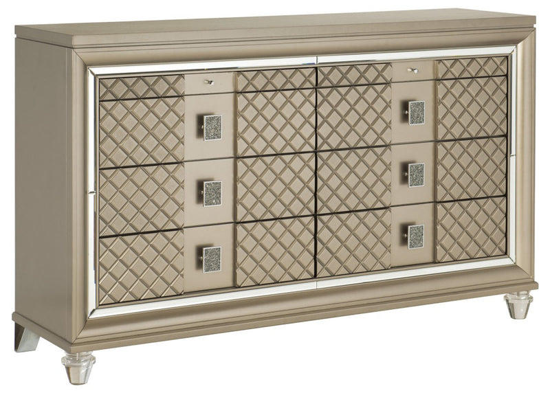 Homelegance Furniture Loudon 8 Drawer Dresser in Champagne Metallic 1515-5