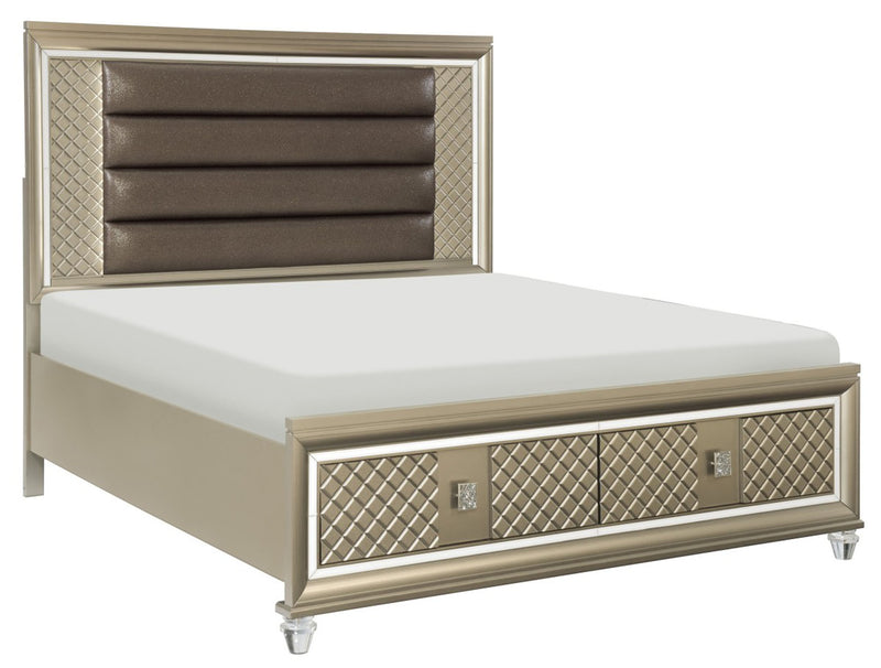 Homelegance Furniture Loudon Queen Platform with Storage Bed in Champagne Metallic 1515-1*