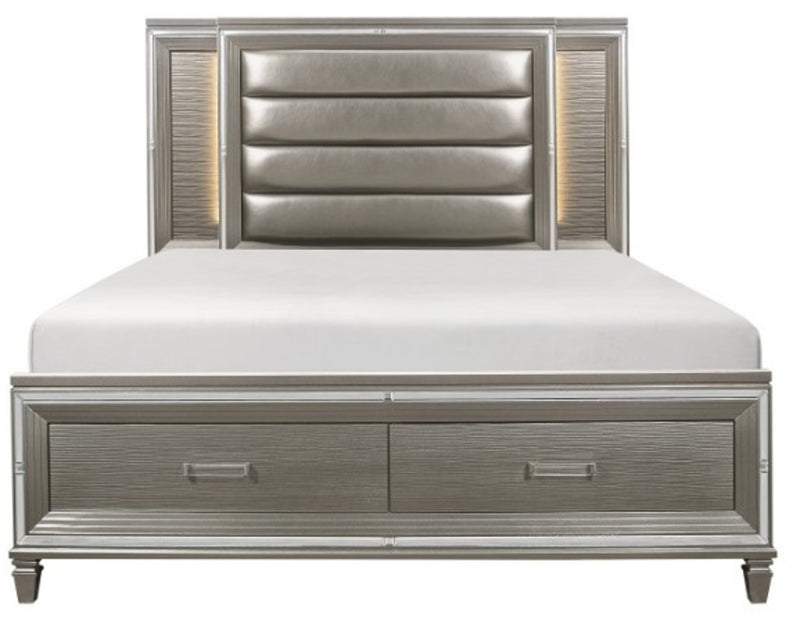 Homelegance Tamsin Queen Upholstered Storage Bed in Silver Grey Metallic 1616-1*
