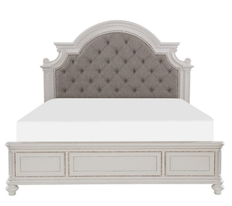 Homelegance Baylesford King Upholstered Panel Bed in Antique White 1624KW-1EK*
