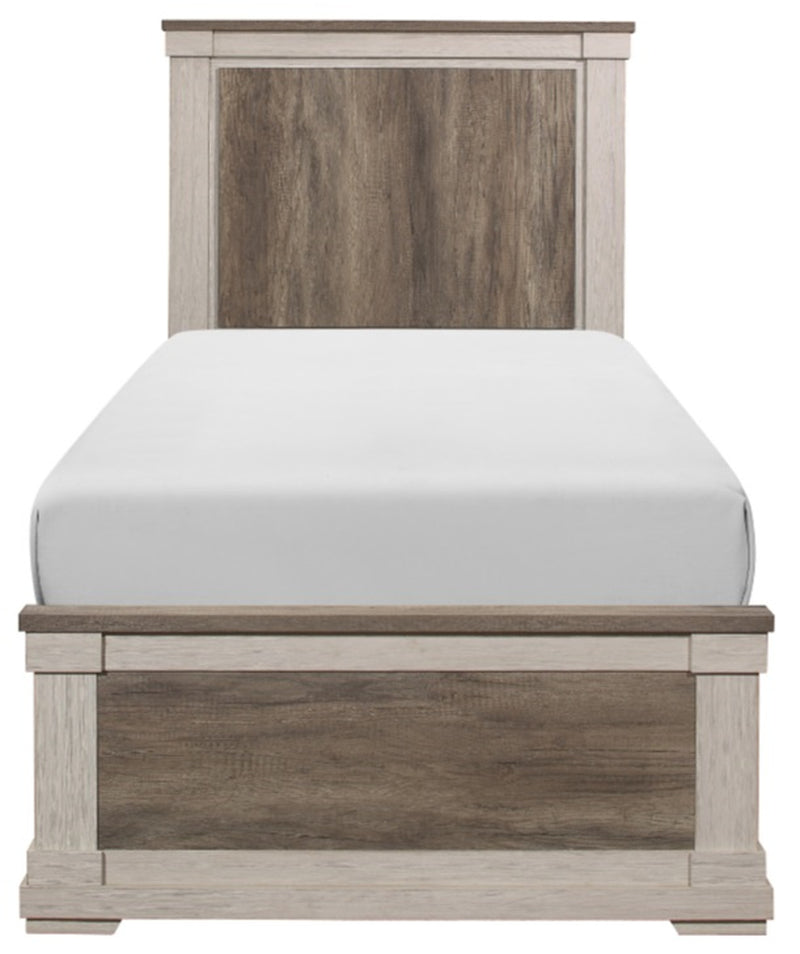 Homelegance Arcadia Twin Panel Bed in White & Weathered Gray 1677T-1*