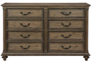 Homelegance Furniture Rachelle 8 Drawer Dresser in Weathered Pecan 1693-5