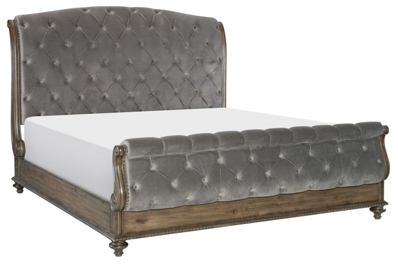 Homelegance Furniture Rachelle Queen Sleigh Bed in Weathered Pecan 1693-1*