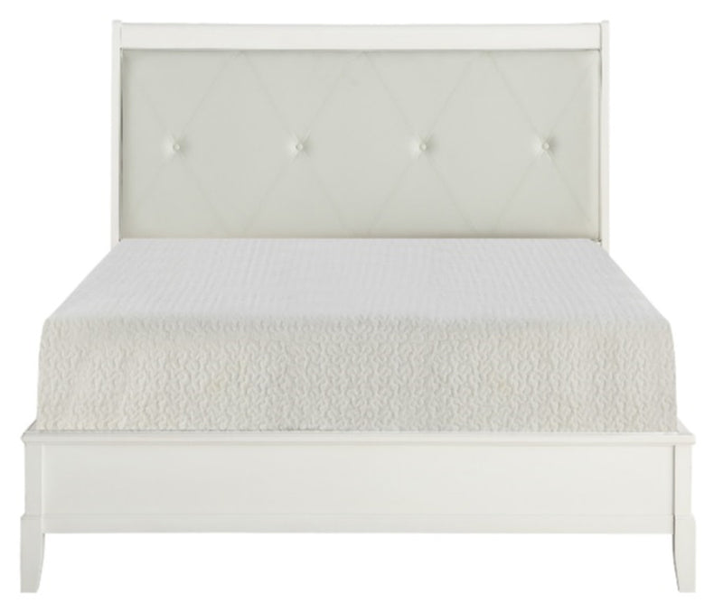 Homelegance Cotterill King Upholstered Sleigh Bed in Antique White 1730KWW-1EK*