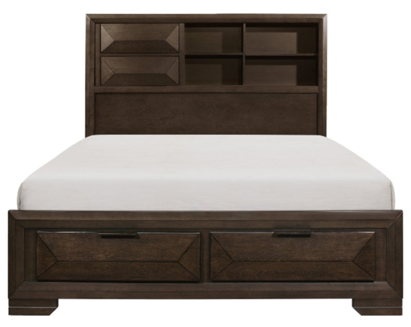 Homelegance Chesky King Bookcase Bed with Footboard Storage in Warm Espresso 1753K-1EK*