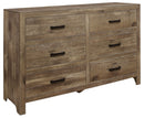Homelegance Furniture Mandan 6 Drawer Dresser in Weathered Pine 1910-5