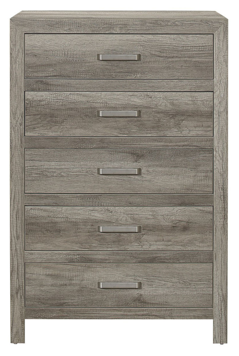 Homelegance Furniture Mandan 5 Drawer Chest in Weathered Gray 1910GY-9