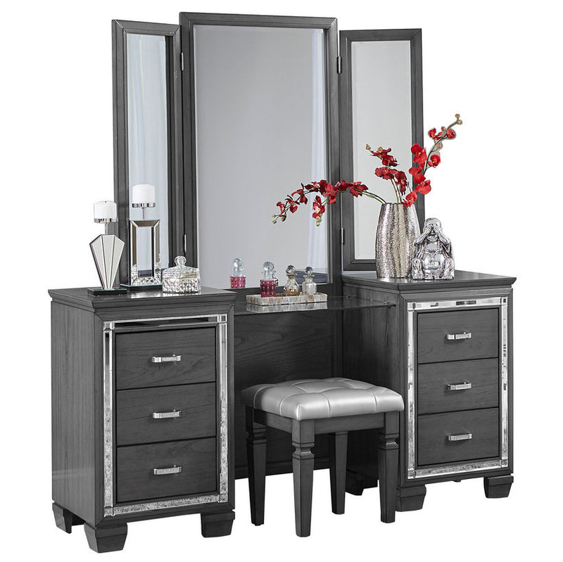 Homelegance Allura Vanity Dresser with Mirror in Gray 1916GY-15*