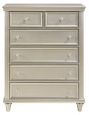 Homelegance Celandine 6 Drawer Chest in Silver 1928-9
