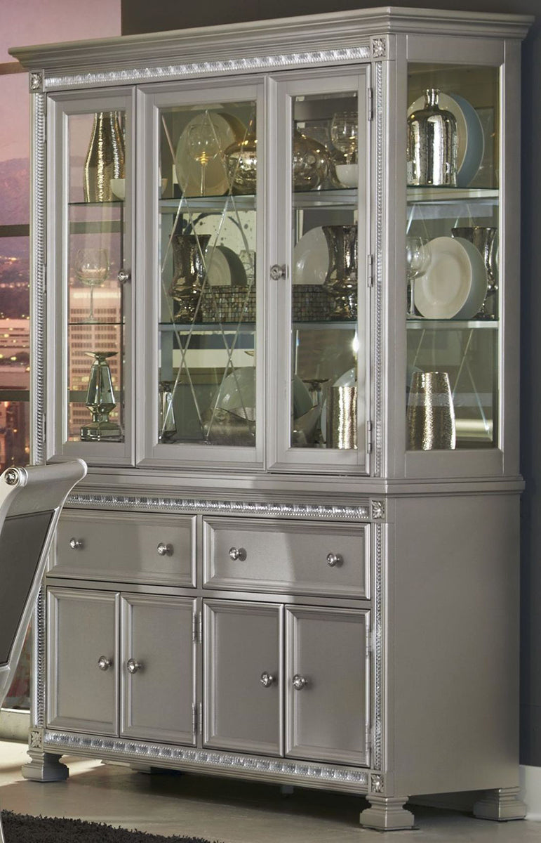 Homelegance Bevelle Buffet with Hutch in Silver 1958-50-55