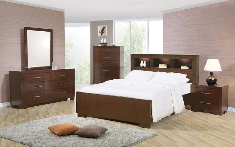 Jessica Dark Cappuccino California King Five-Piece Bedroom Set With Storage Bed