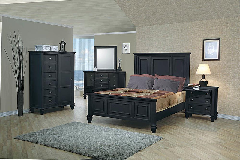 Sandy Beach Black Queen Storage Bed