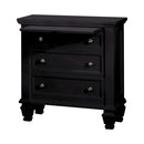 Sandy Beach Black Three-Drawer Nightstand With Tray