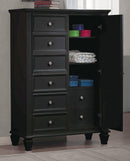 Sandy Beach Black Door Dresser With Concealed Storage