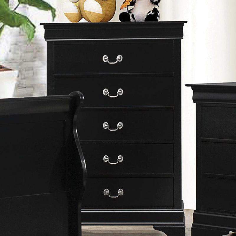 Louis Philippe Black Five-Drawer Chest