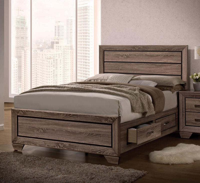 G204193 Kauffman Transitional Washed Taupe Eastern King Bed