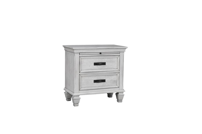 Franco Antique White Two-Drawer Nightstand With Tray