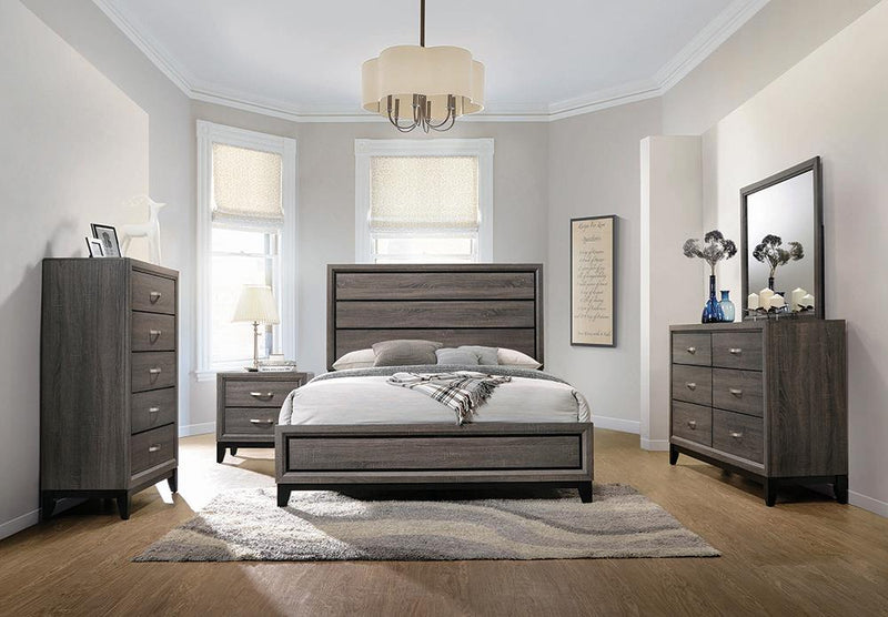 Rustic Grey Oak Five-Piece Queen Bedroom Set