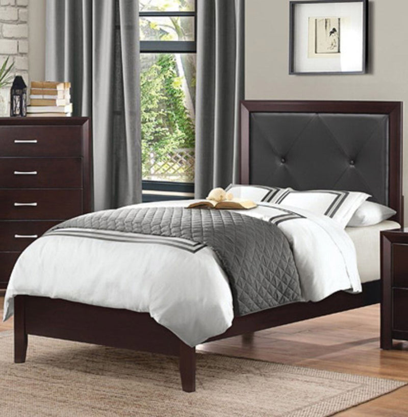 Homelegance Edina Twin Panel Bed in Espresso-Hinted Cherry 2145T-1
