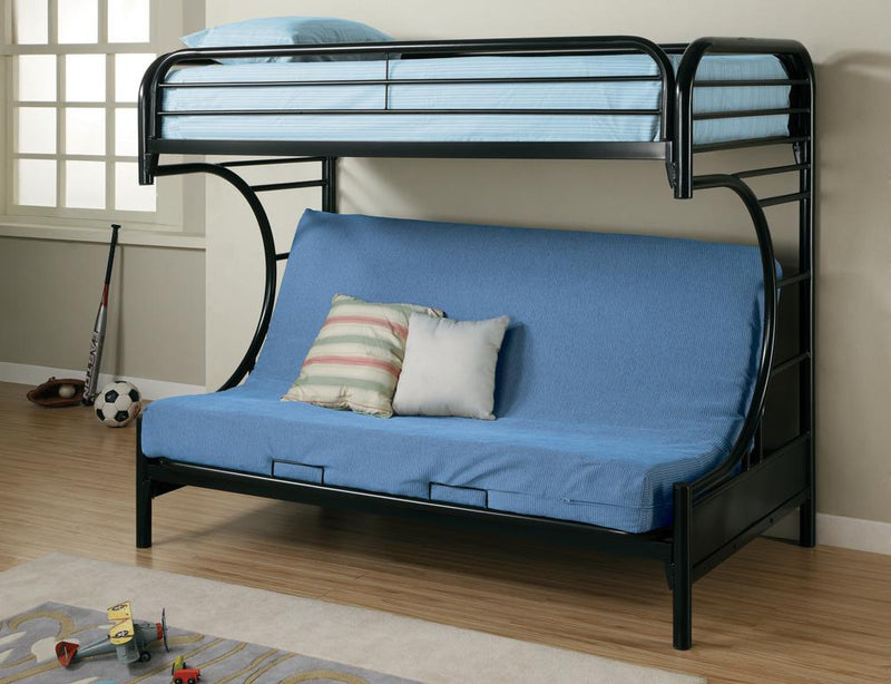 G2253 Contemporary Glossy Black Futon Bunk Bed