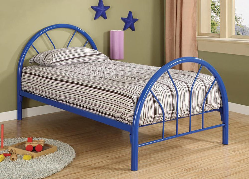 Transitional Blue Twin Bed