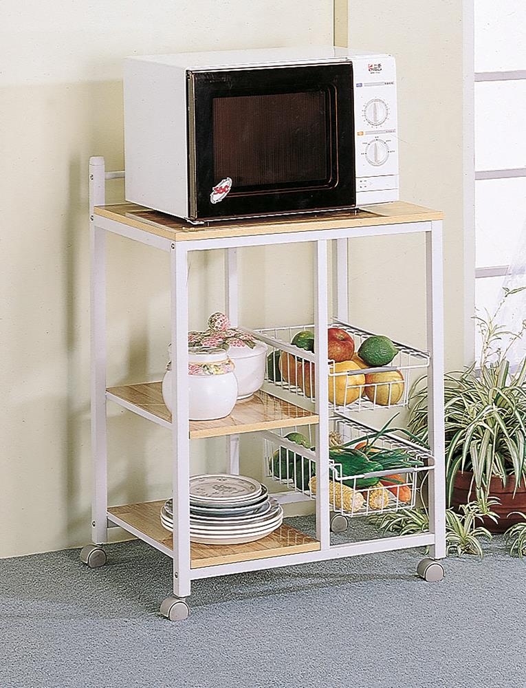 Natural Brown and White Casual Kitchen Cart