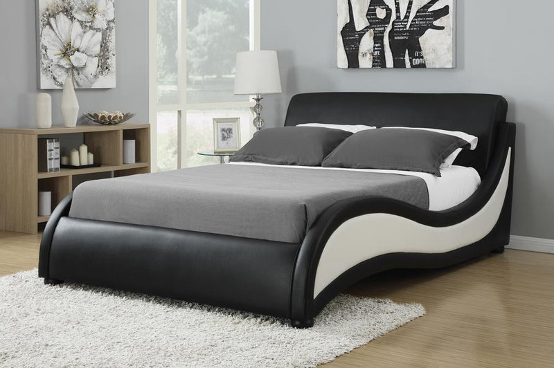 Niguel Contemporary Black and White Upholstered Eastern King Bed