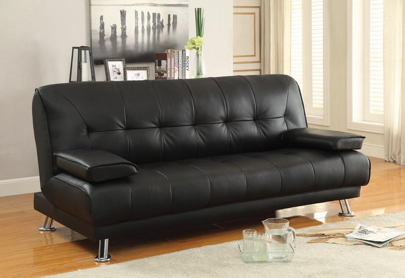 G300205 Contemporary Black and Chrome Sofa Bed