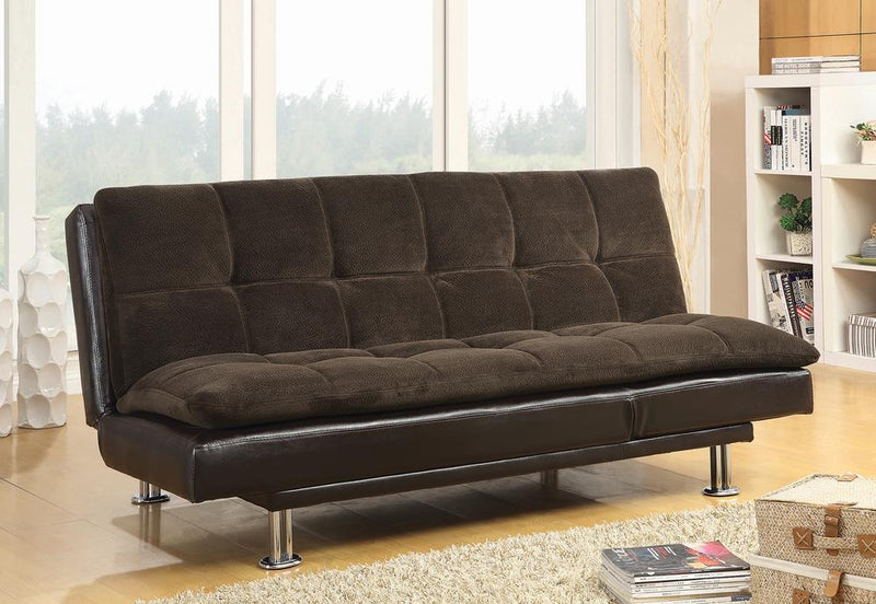 G300313 Contemporary Overstuffed Brown and Chrome Sofa Bed