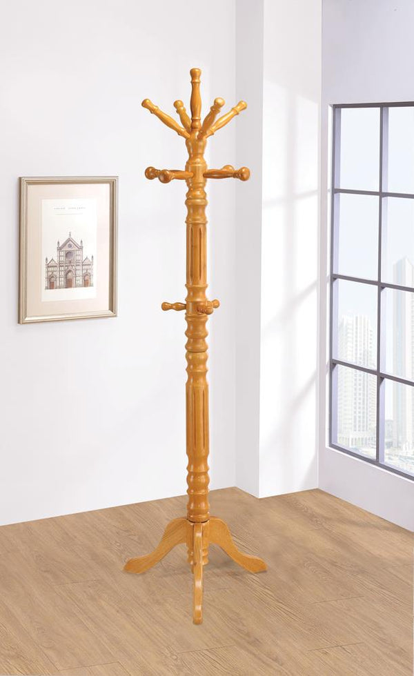 Traditional Honey Twisted Post Coat Rack - Main Image
