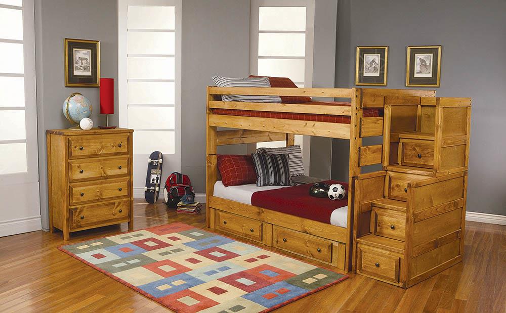 Wrangle Hill Amber Wash Twin-over-Twin Bunk Bed | Bed