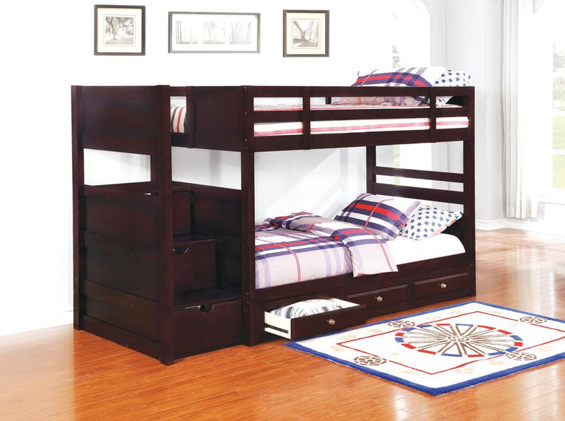 Elliott Transitional Cappuccino Twin-over-Twin Bunk Bed