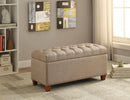 Tufted Taupe Storage Bench