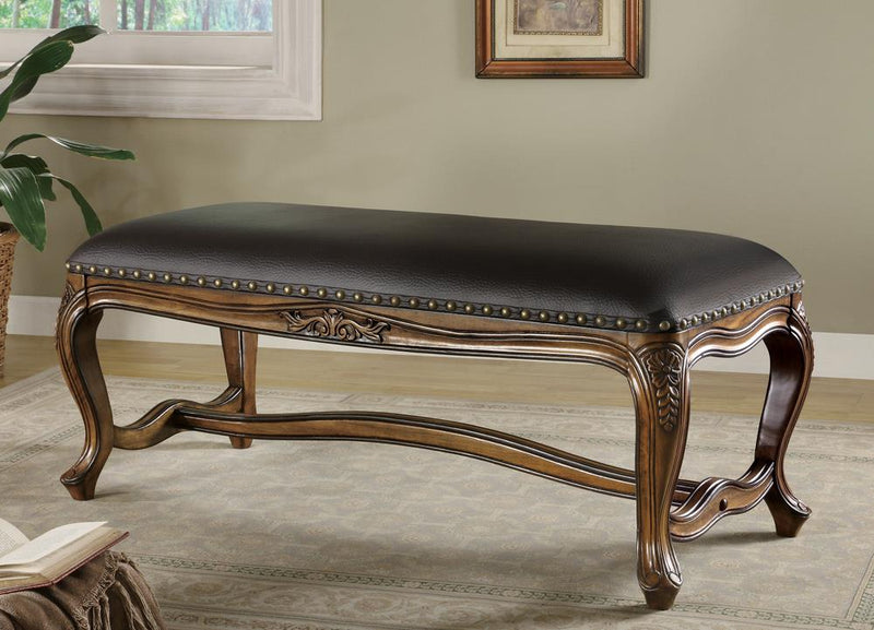 G501006 Black Faux Leather Accent Bench