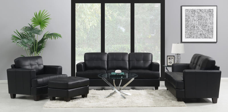 Samuel Transitional Black Three-Piece Living Room Set