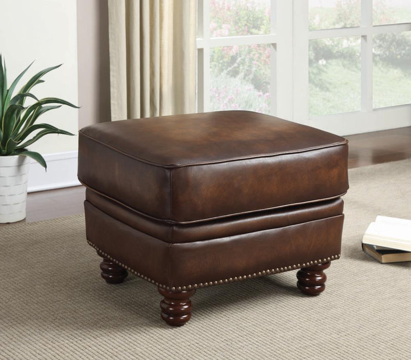 Montbrook Traditional Hand Rubbed Brown Ottoman