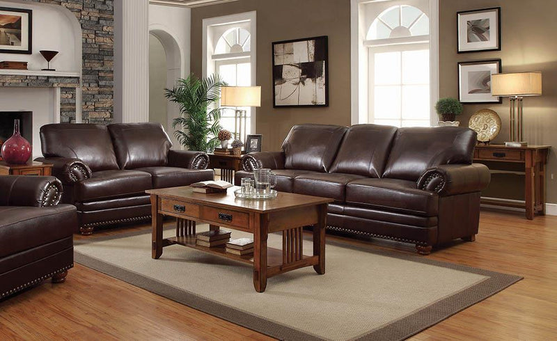 Colton Brown Leather Two-Piece Living Room Set