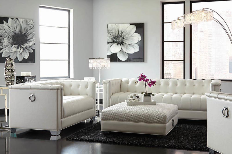 Chaviano Contemporary White Two-Piece Living Room Set