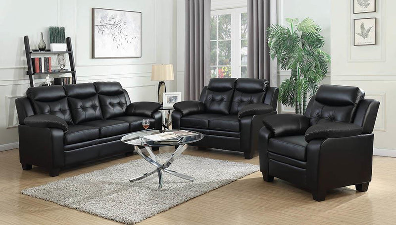 Finley Casual Black Padded Sofa
