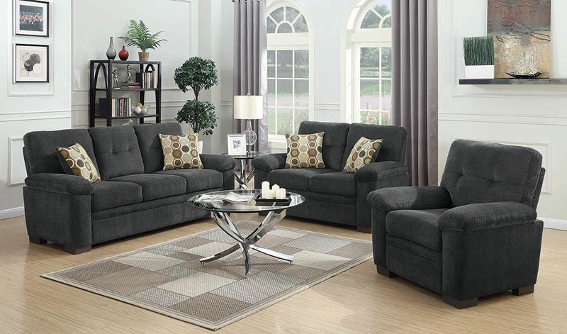 Fairbairn Casual Charcoal Three-Piece Living Room Set