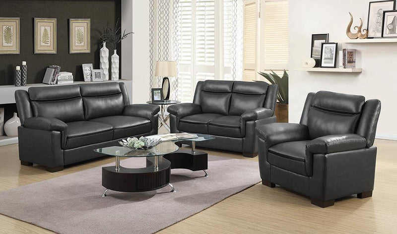 Arabella Brown Faux Leather Three-Piece Living Room Set