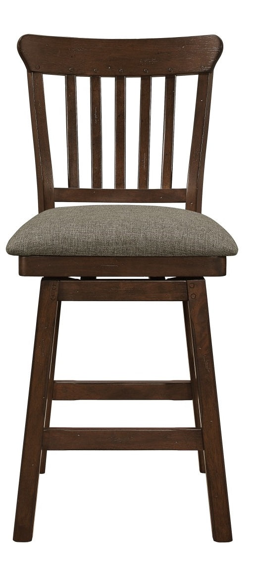 Homelegance Schleiger Counter Height Swivel Chair in Dark Brown (Set of 2)