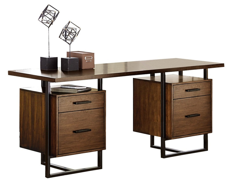 Homelegance Sedley Writing Desk with Two Cabinets in Walnut 5415RF-15*