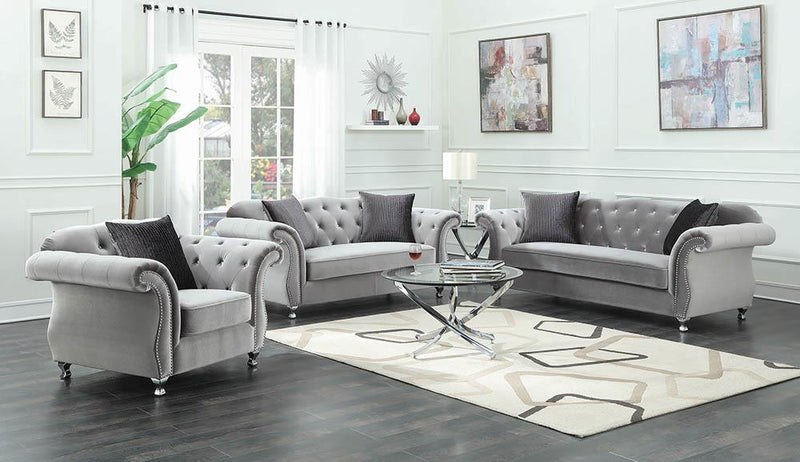 Frostine Traditional Silver Sofa