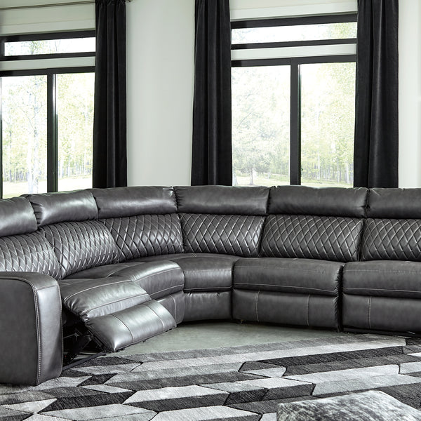 Black power reclining discount sectional