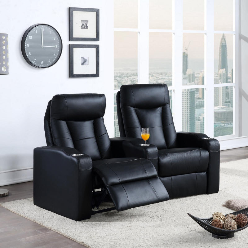 Pavillion Black Leather Two-Seated Recliner