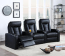 Pavillion Black Leather Three-Seated Recliner