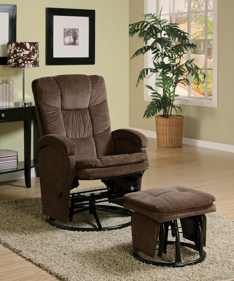 G600159 Casual Chocolate Reclining Glider With Matching Ottoman