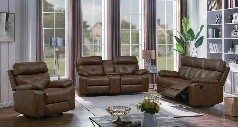 Zimmerman Brown Faux Leather Three-Piece Living Room Set
